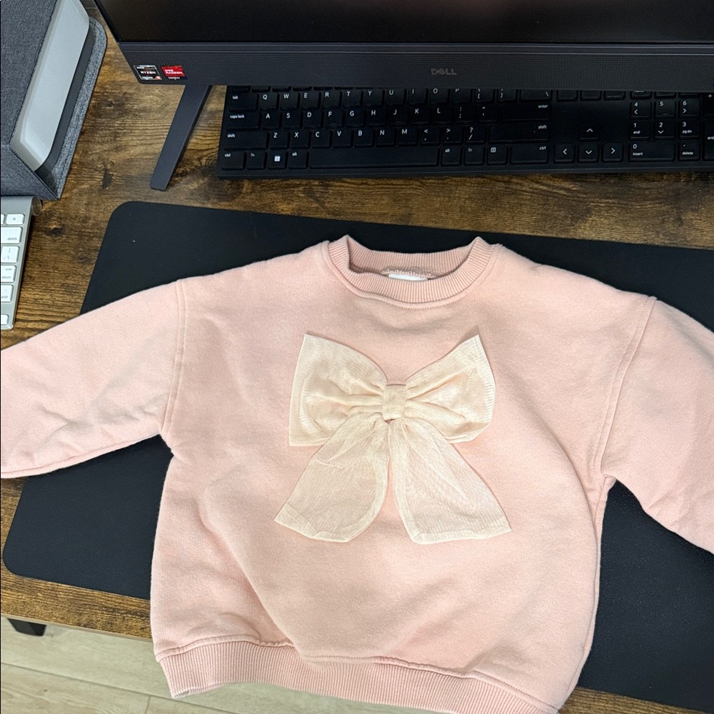 Zara Blush Pink Sweatshirt with Ivory Bow